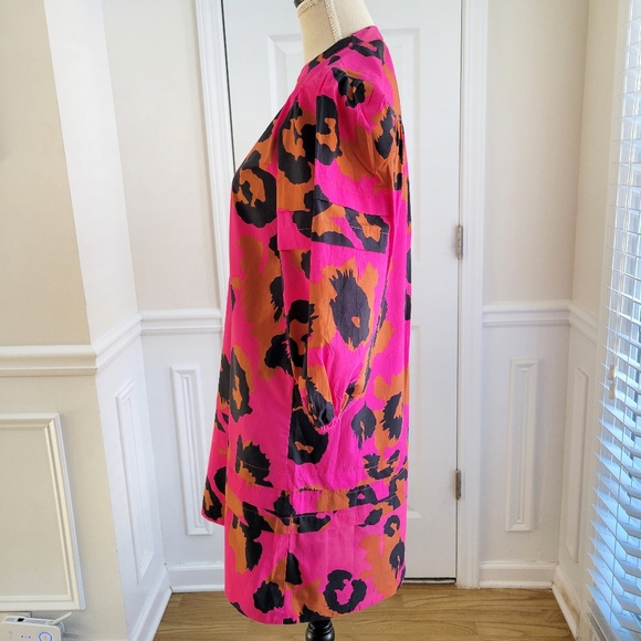 Maude Vivante Freya Dress Size S Pink Leopard Print Puff Sleeve Poplin Chic‎ - Picture 3 of 10